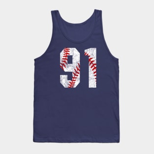 Vintage #91 Baseball Laces Baseball Mom Jersey Love Baseball Tank Top